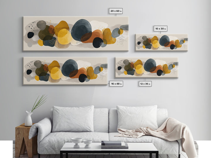 Abstract Organic Shapes Framed Canvas Print, Living Room Art, Statement Artwork, Living Room Decor, Abstract Art, Living, LIR-3x1-7