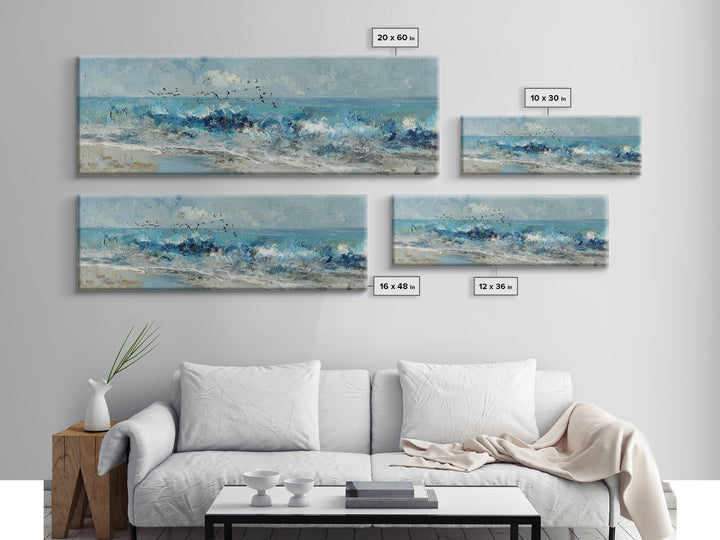 Coastal Aerial Shoreline Canvas Print, Living Room Art, Large Wall Art, Living Room Decor, Fine Art, Living, Dopamine Decor, LIR-3x1-75