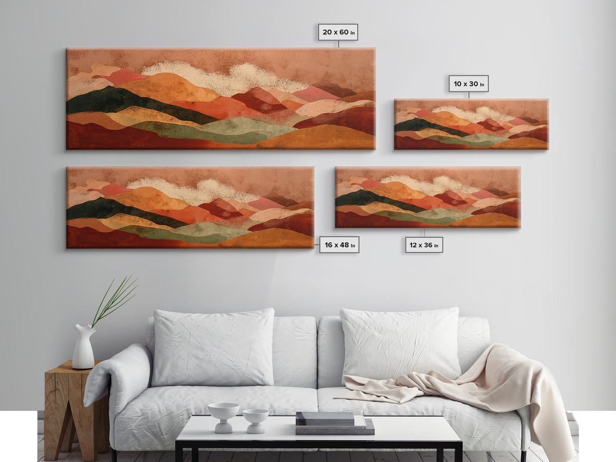 Earthy Desert Landscape Canvas Print, Living Room Art, Wall Decor, Living Room Decor, Oil Painting, Living, Abstract Art, LIR-3x1-76