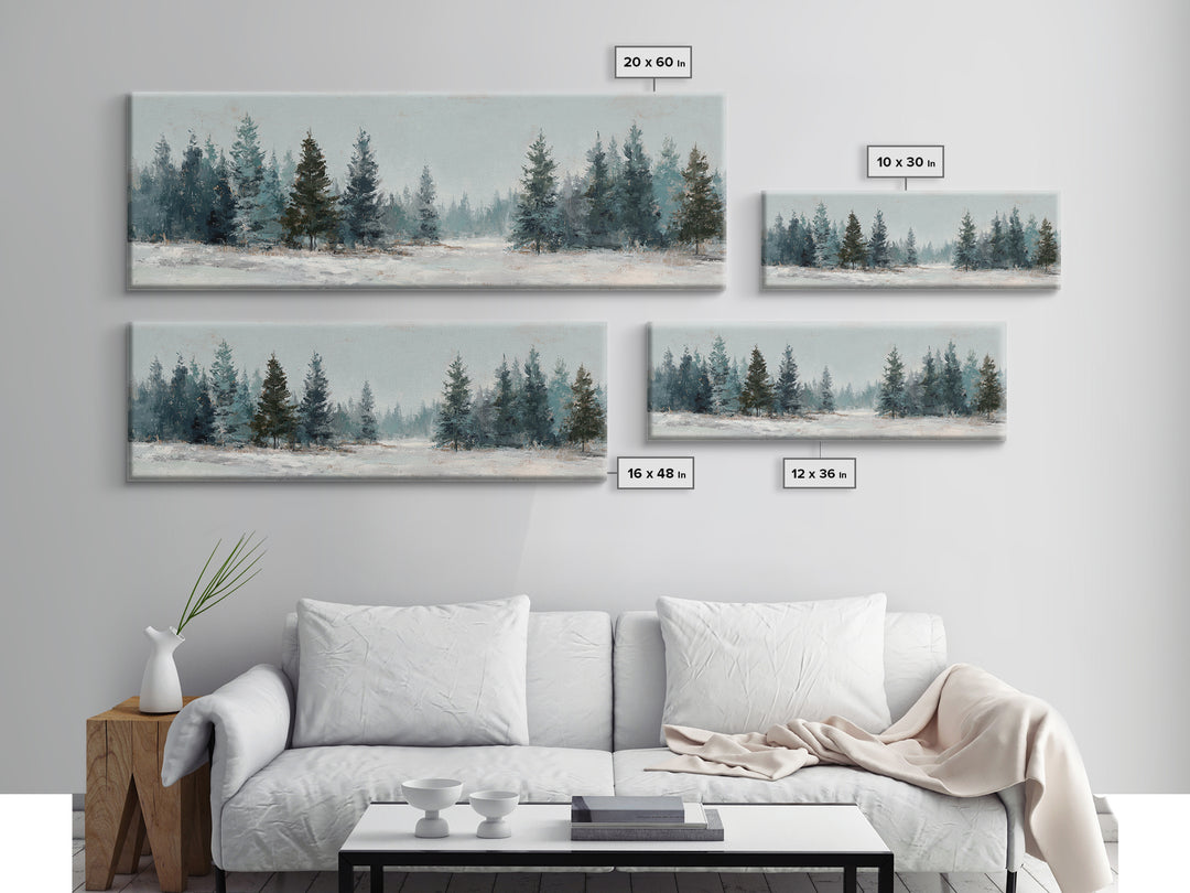 Minimal Scandinavian Forest Framed Canvas Print, Living Room Art, Modern Wall Art, Living Room Decor, Oil Painting, Living, LIR-3x1-77
