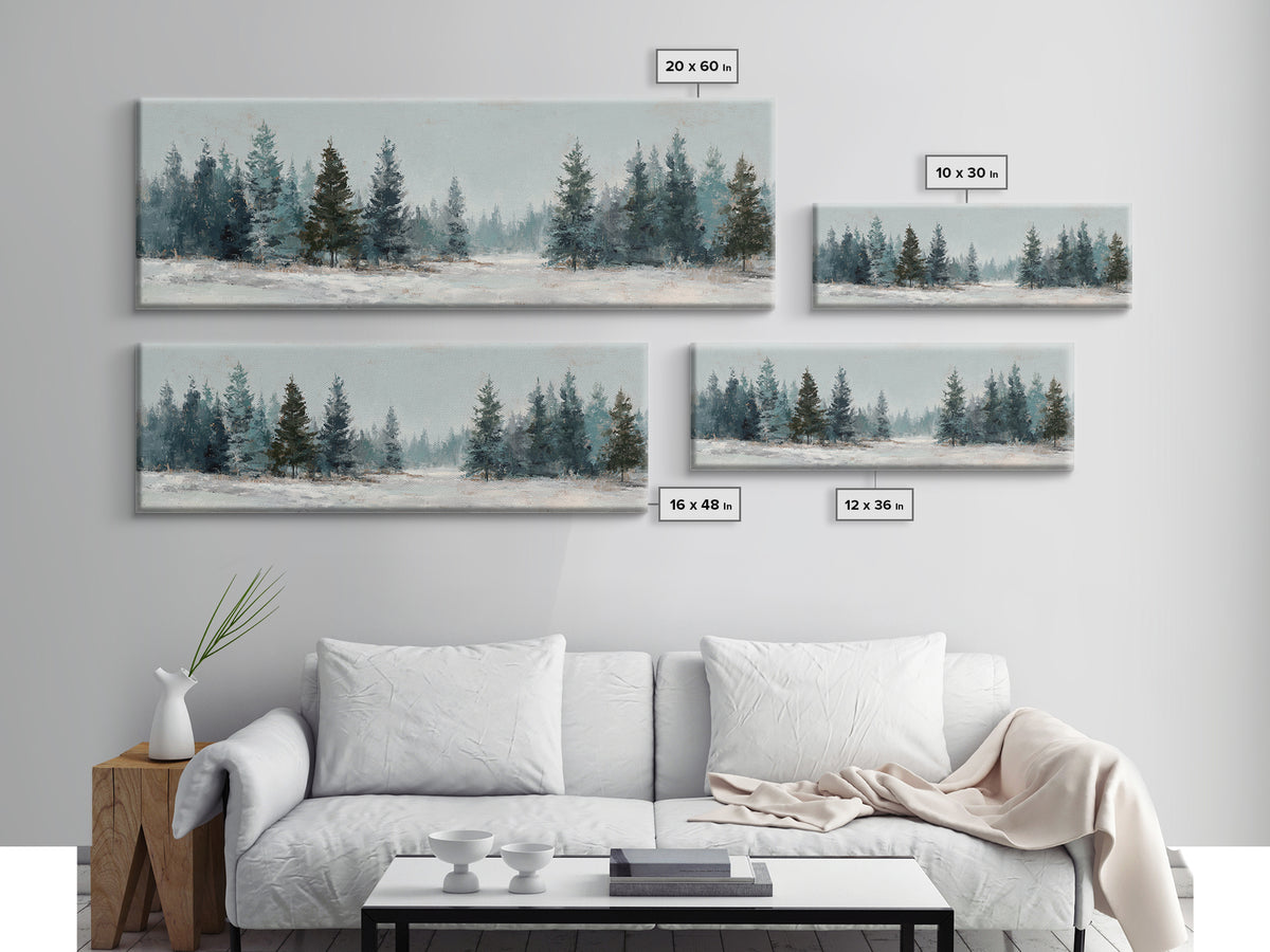 Minimal Scandinavian Forest Framed Canvas Print, Living Room Art, Modern Wall Art, Living Room Decor, Oil Painting, Living, LIR-3x1-77