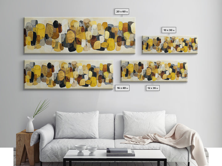 Gold Accented Abstract Brushwork Canvas Print, Living Room Art, Printable, Living Room Decor, Fine Art, Living, Printable Art, LIR-3x1-78