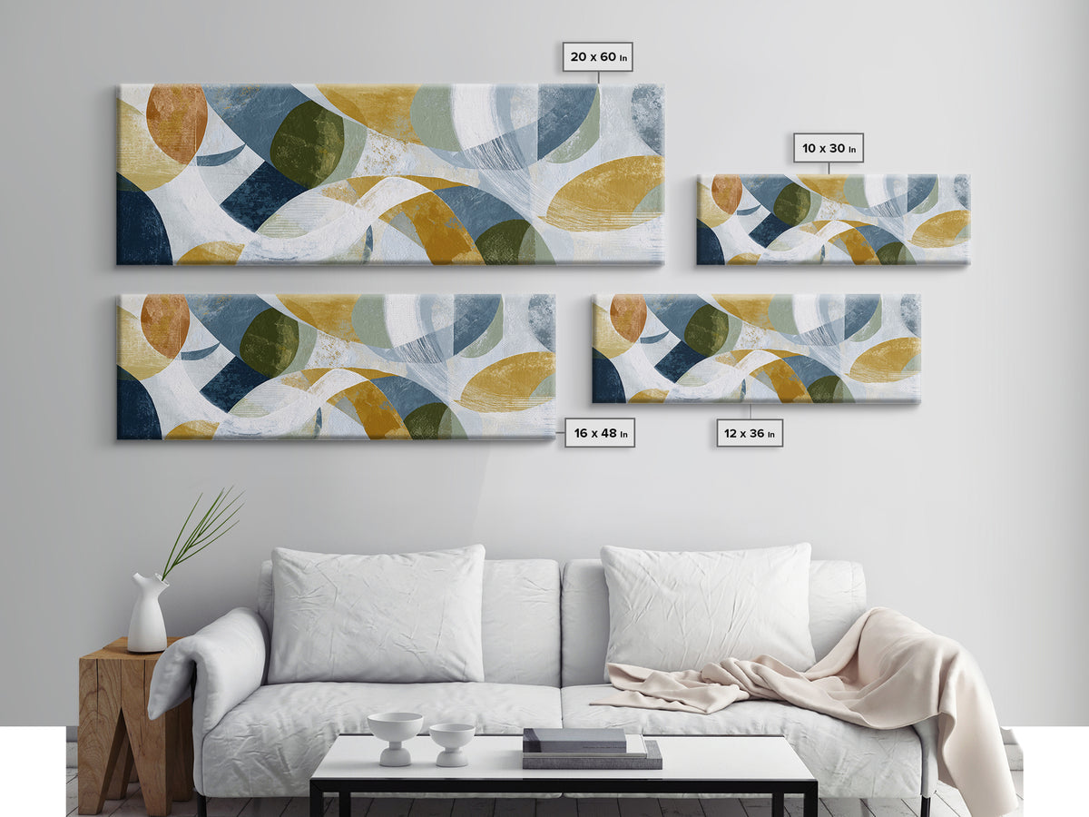 Abstract Organic Shapes Framed Canvas Print, Living Room Art, Art Nouveau, Living Room Decor, Abstract Art, Living, LIR-3x1-79