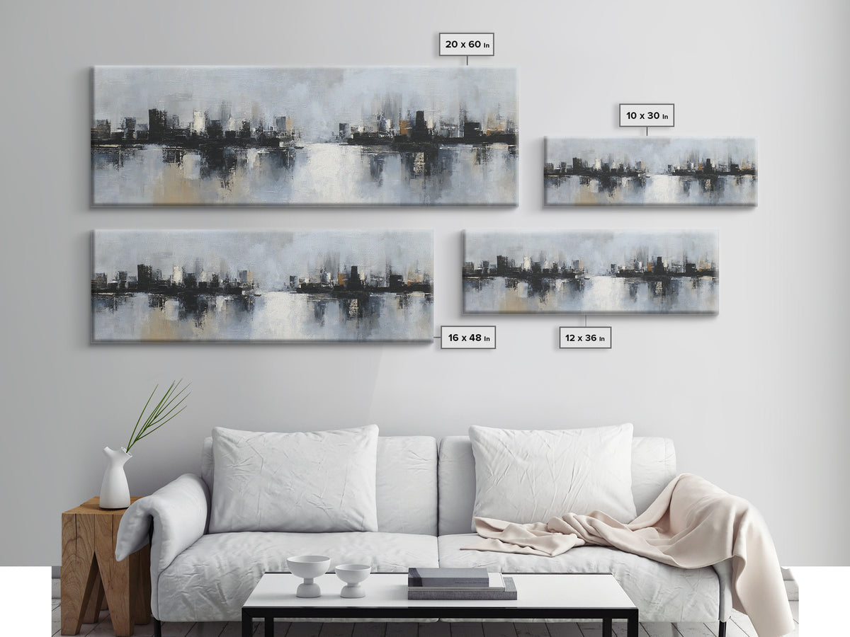 Classic Mountain Panorama for Cozy Interiors Canvas Print, Living Room Art, Boho Wall Art, Living Room Decor, Fine Art, Living, LIR-3x1-8