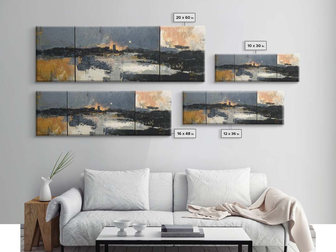 Classic Mountain Panorama for Cozy Interiors Canvas Print, Living Room Art, Painting, Living Room Decor, Fine Art, Living, LIR-3x1-80