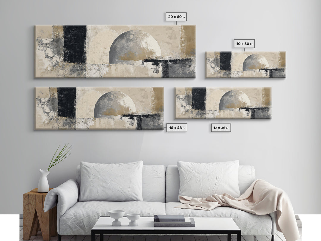 Black and White Architectural Arch Composition Canvas Print, Living Room Art, Home, Living Room Decor, Oil Painting, Living, LIR-3x1-95