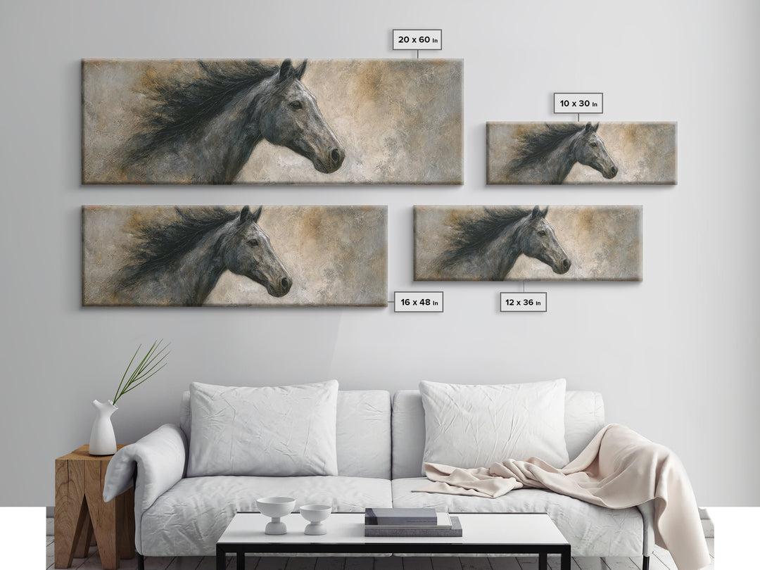 Contemporary Horse Portrait Canvas Print, Living Room Art, Modern Wall Art, Living Room Decor, Fine Art, Living, LIR-3x1-98