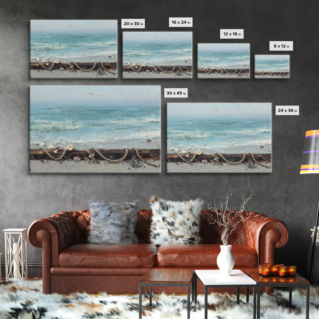 Moody Seascape for Dramatic Focal Point Framed Canvas Print, Living Room Art, Apartment Decor, Living Room Decor, Living, LIR-3x2-10