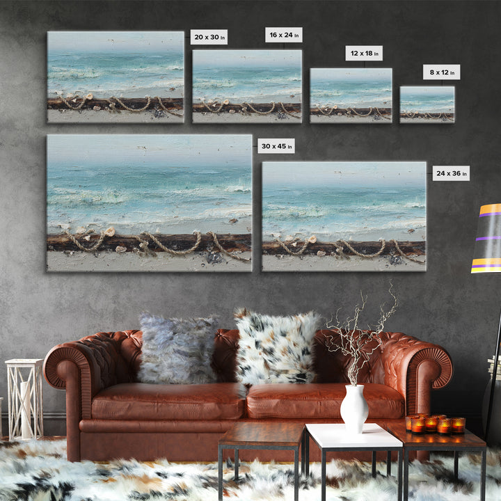 Moody Seascape for Dramatic Focal Point Framed Canvas Print, Living Room Art, Apartment Decor, Living Room Decor, Living, LIR-3x2-10