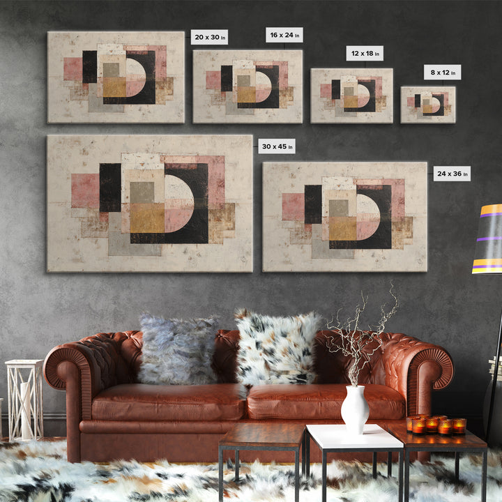 Mid Century Geometric Artwork Canvas Print, Living Room Art, Living Room Decor, Fine Art, Living, Statement Artwork, Boho Decor, LIR-3x2-12
