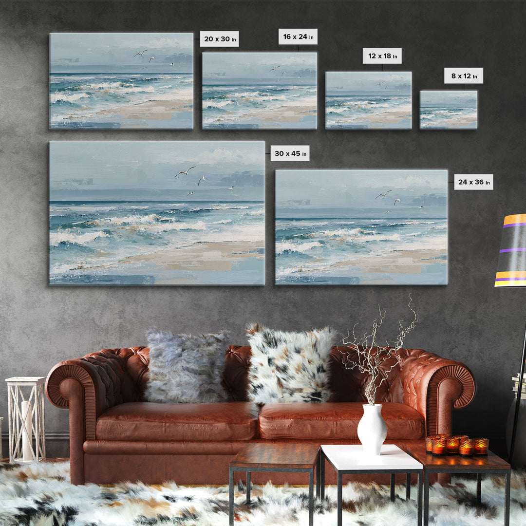 Coastal Aerial Shoreline Framed Canvas Print, Living Room Art, Pet Portraits, Living Room Decor, Living, Neutral Decor, LIR-3x2-15