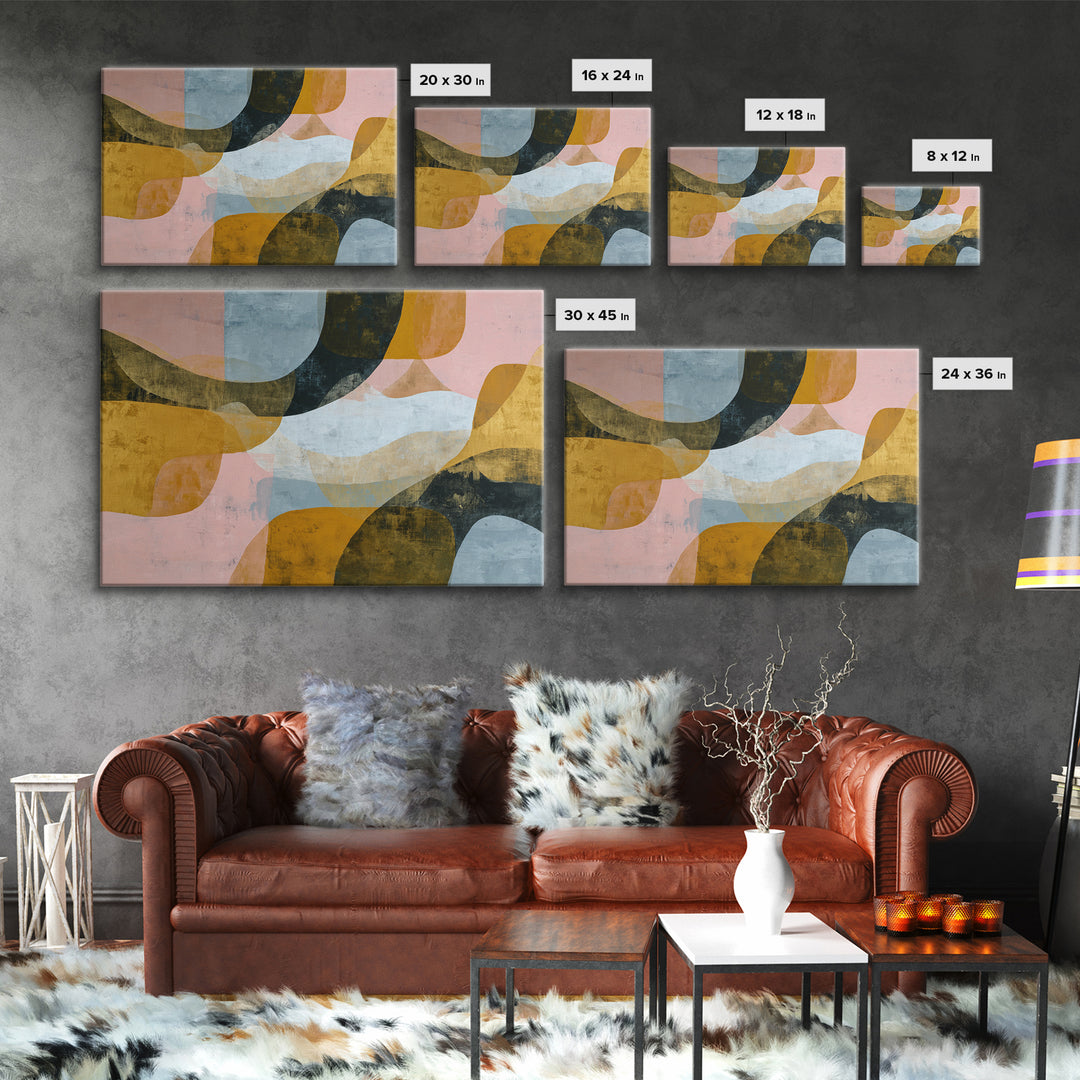 Gold Accented Abstract Brushwork Framed Canvas Print, Living Room Art, Large Wall Art, Living Room Decor, Abstract Art, Living, LIR-3x2-18