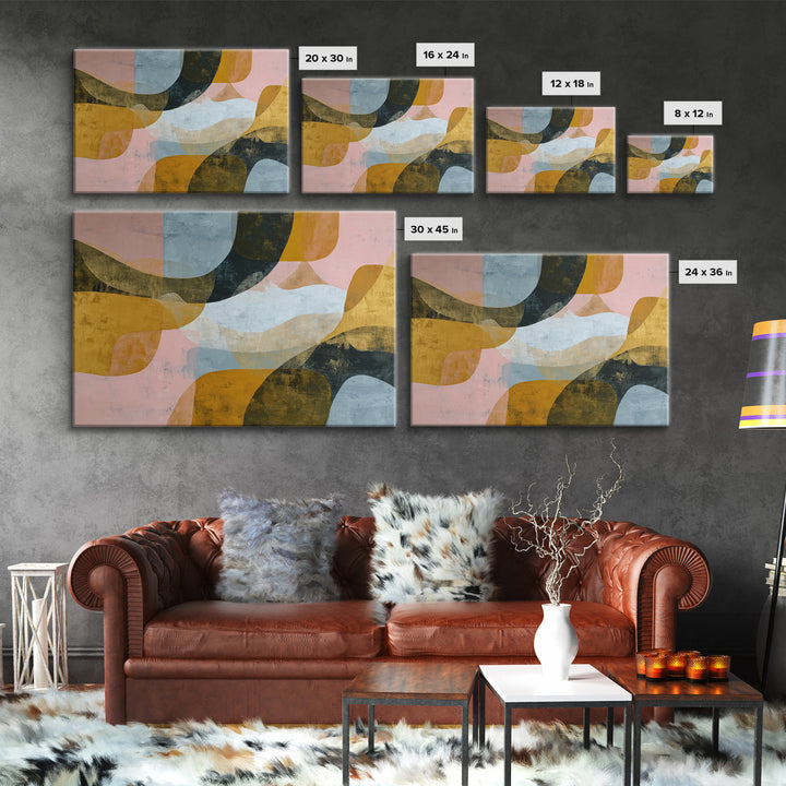 Gold Accented Abstract Brushwork Framed Canvas Print, Living Room Art, Large Wall Art, Living Room Decor, Abstract Art, Living, LIR-3x2-18