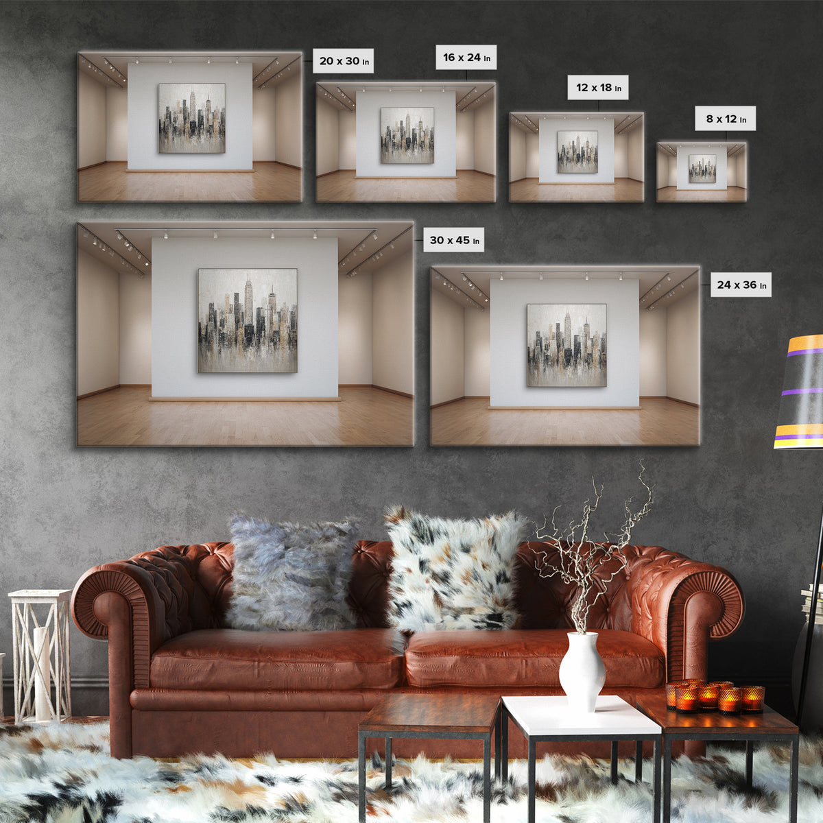 Modern City Skyline Canvas Print, Living Room Art, Abstract Art, Living Room Decor, Living, Living Room Wall Art, LIR-3x2-26