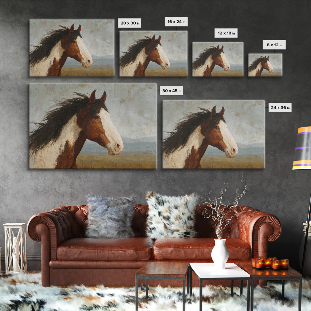 Contemporary Horse Portrait Canvas Print, Living Room Art, New Home Gift, Living Room Decor, Fine Art, Living, Gallery Decor, LIR-3x2-38