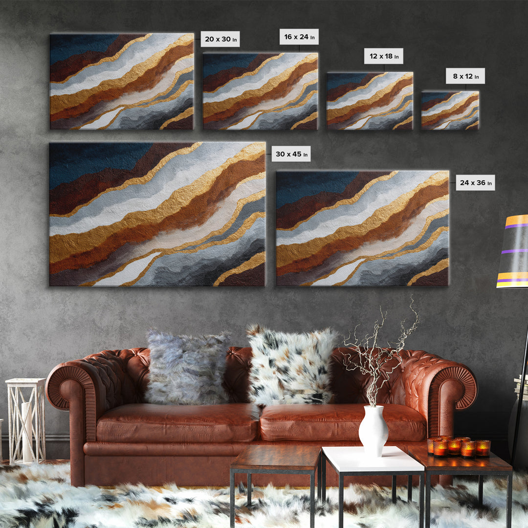 Gold Accented Abstract Brushwork Canvas Print, Living Room Art, Pet Portraits, Living Room Decor, Abstract Art, Living, LIR-3x2-42