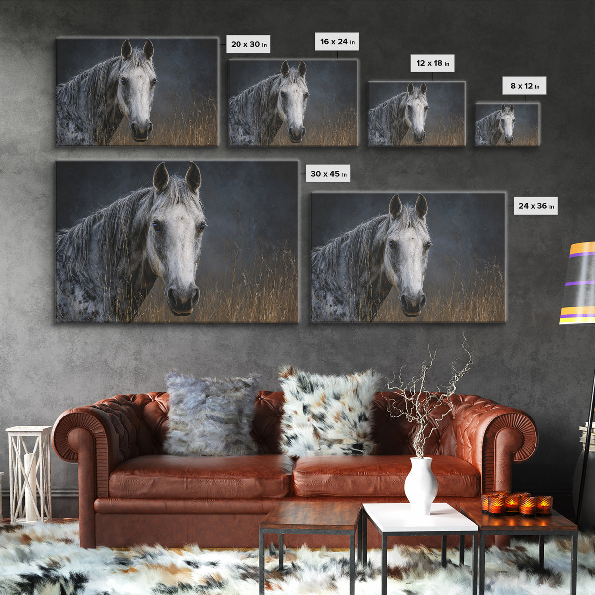 Contemporary Horse Portrait Canvas Print, Living Room Art, New Home Gift, Living Room Decor, Fine Art, Living, Gallery Decor, LIR-3x2-62