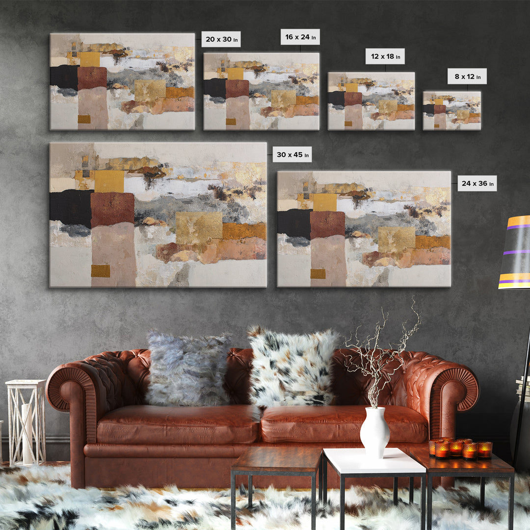 Gold Accented Abstract Brushwork Canvas Print, Living Room Art, Pet Portraits, Living Room Decor, Abstract Art, Living, LIR-3x2-66
