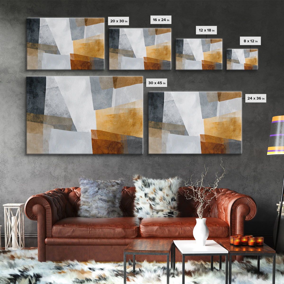 Monochrome Stone Texture Abstraction Canvas Print, Living Room Art, Neutral Decor, Living Room Decor, Fine Art, Living, LIR-3x2-73