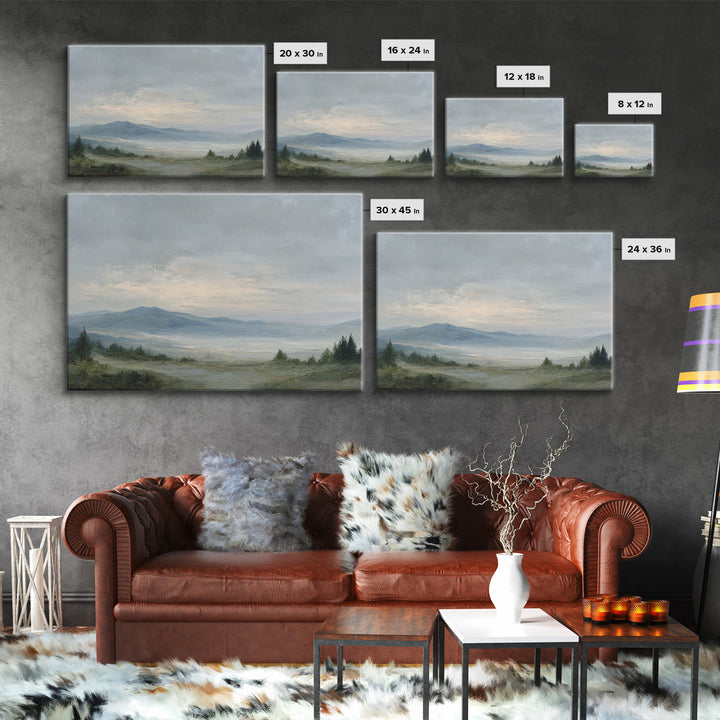 Modern Landscape with Expansive Calm Sky Framed Canvas Print, Living Room Art, Luxury Decor, Living Room Decor, Living, LIR-3x2-79
