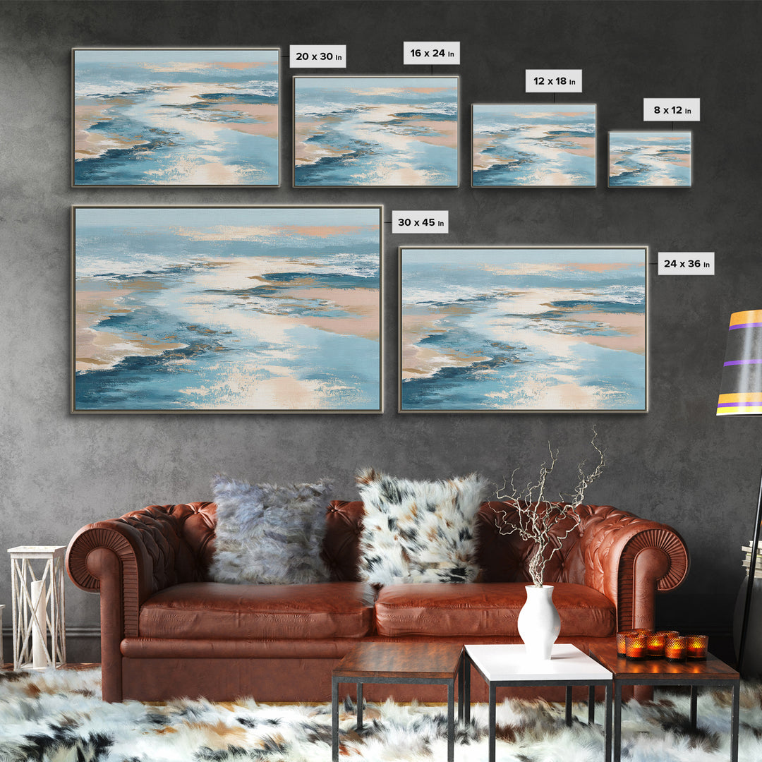 Coastal Aerial Shoreline Framed Canvas Print, Living Room Art, Art, Living Room Decor, Fine Art, Living, Art Nouveau, LIR-3x2-87