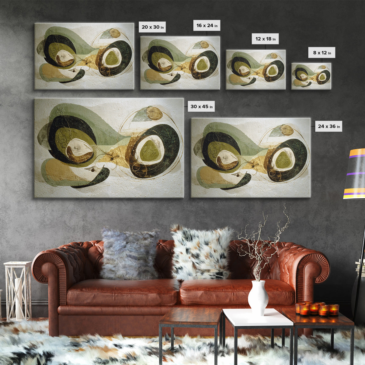Abstract Organic Shapes Framed Canvas Print, Living Room Art, Art Nouveau, Living Room Decor, Abstract Art, Living, LIR-3x2-91