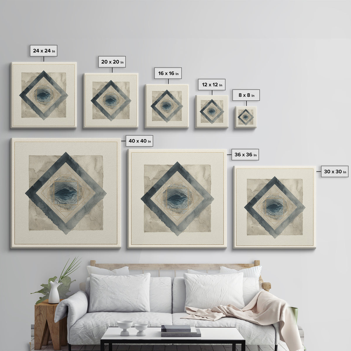 Ink Wash Mountain Symbolizing Stability Canvas Print, Law Office Art, Printable, Office Decor, Counsel, Modern Wall Decor, LOA-1x1-20