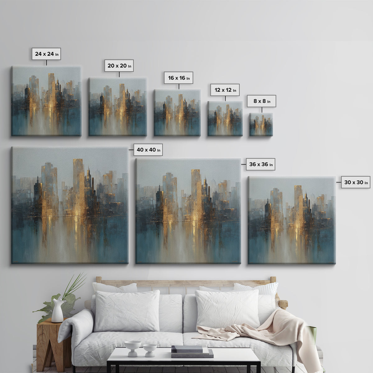 Quiet City Skyline Canvas Print, Law Office Art, Office Wall Art, Office Decor, Abstract Art, Counsel, Butterfly Art, LOA-1x1-36
