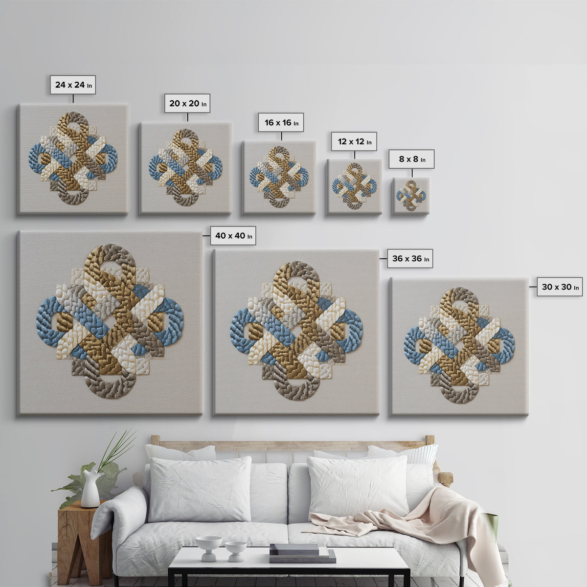 Gold Thread Knot Symbolizing Resolution Framed Canvas Print, Law Office Art, Therapy Office Decor, Office Decor, Abstract Art, LOA-1x1-42