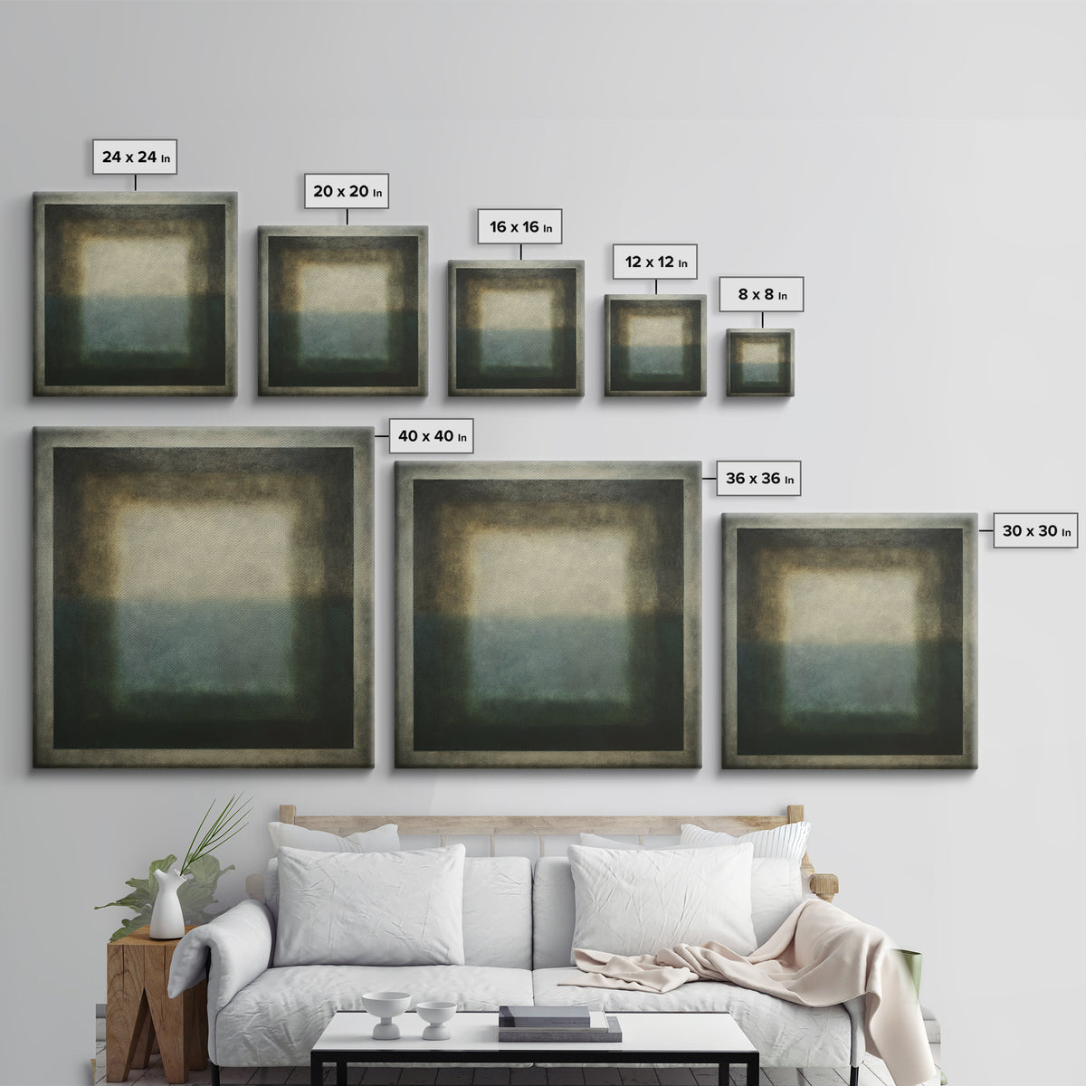 Deep Green and Walnut Toned Abstract Canvas Print, Law Office Art, Teen Girl Room Decor, Office Decor, Abstract Art, Counsel, LOA-1x1-45