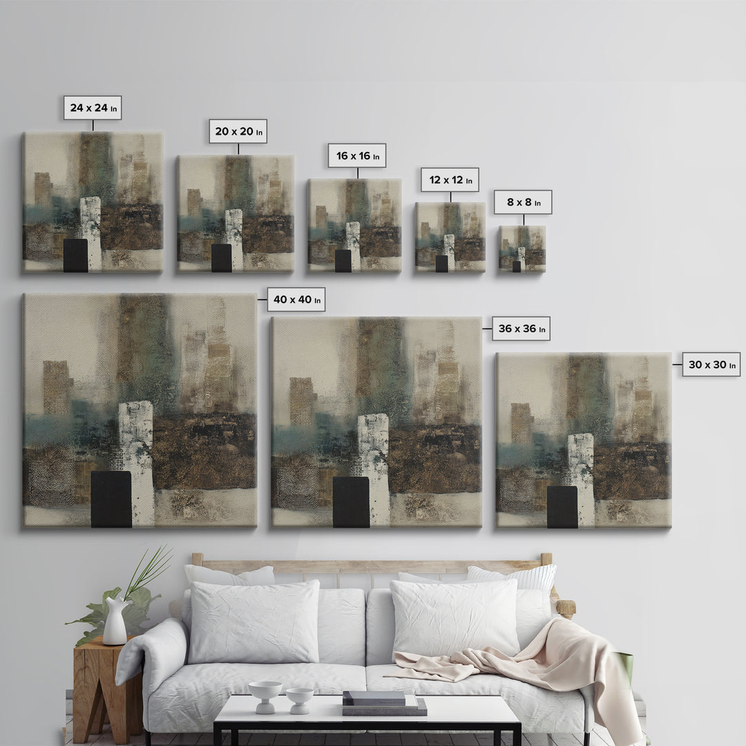 Deep Green and Walnut Toned Abstract Canvas Print, Law Office Art, Teen Girl Room Decor, Office Decor, Abstract Art, Counsel, LOA-1x1-69