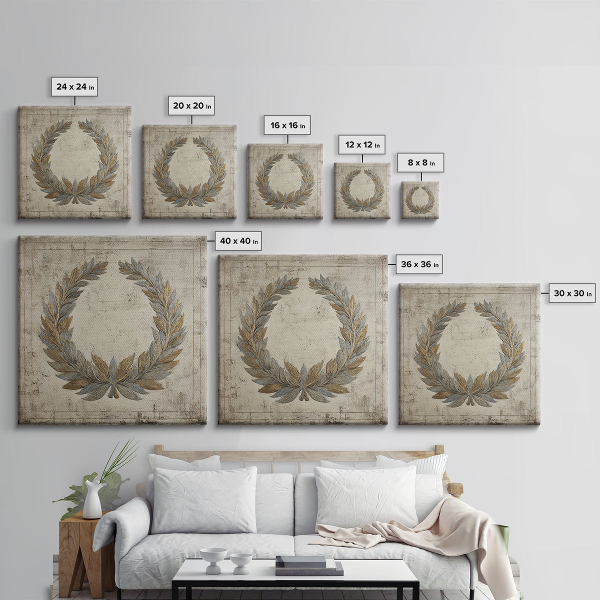 Roman Laurel Wreath Framed Canvas Print, Law Office Art, Printable Art, Office Decor, Fine Art, Counsel, Lawyer, Butterfly Art, LOA-1x1-8