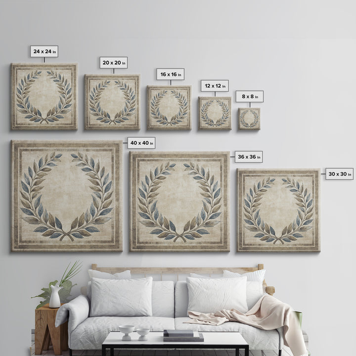 Roman Laurel Wreath Framed Canvas Print, Law Office Art, Gallery Decor, Office Decor, Fine Art, Counsel, Contemporary Art, LOA-1x1-80