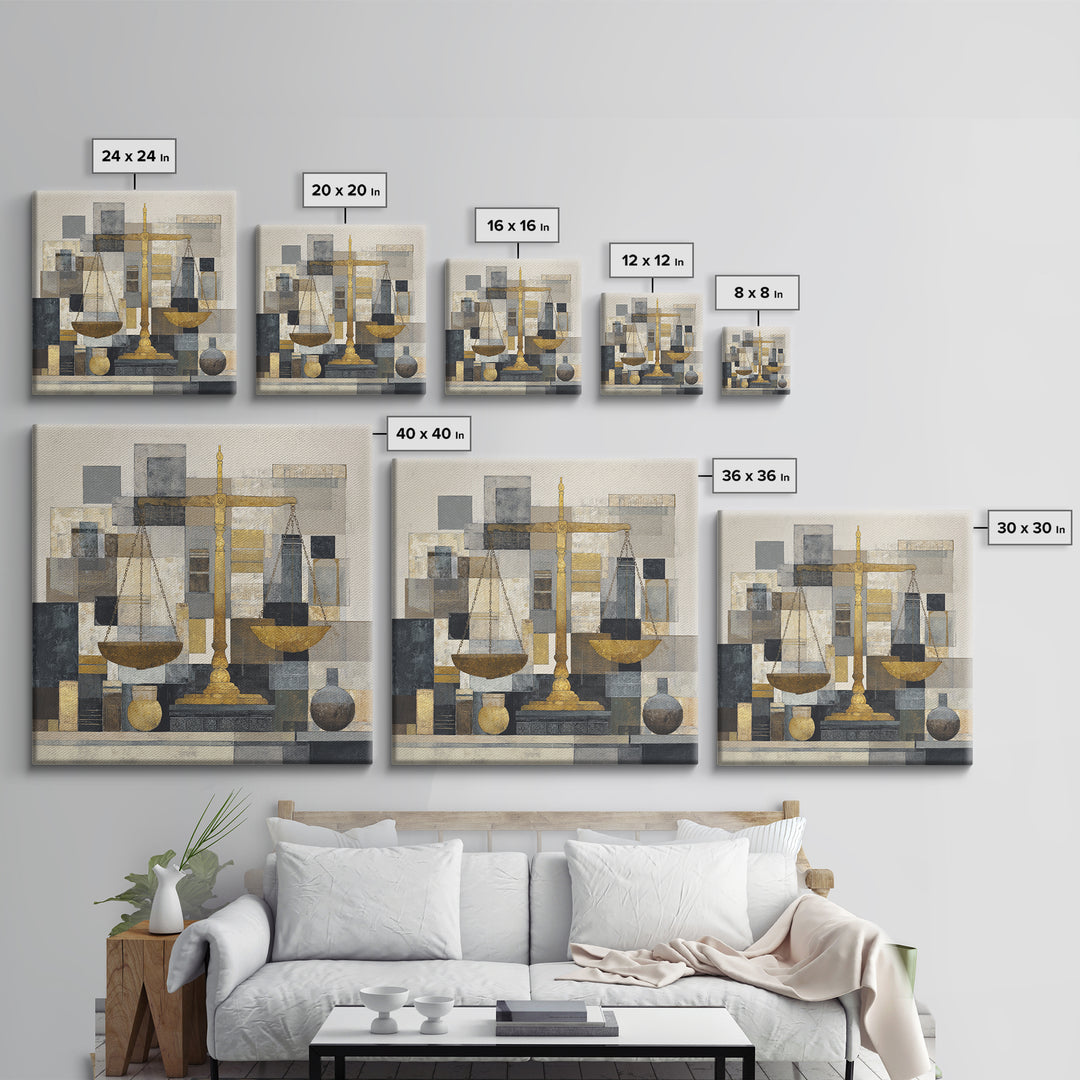 Classical Scales of Justice Canvas Print, Law Office Art, Luxury Decor, Office Decor, Oil Painting, Counsel, Printable Art, LOA-1x1-97