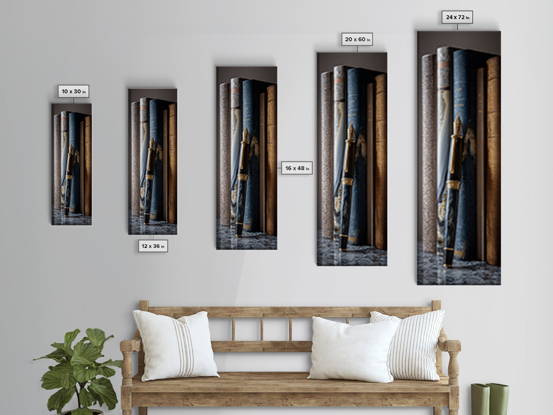 Dignified Law Books and Fountain Pen Still Canvas Print, Law Office Art, Law, Office Decor, Fine Art, Counsel, Modern Decor, LOA-1x3-14