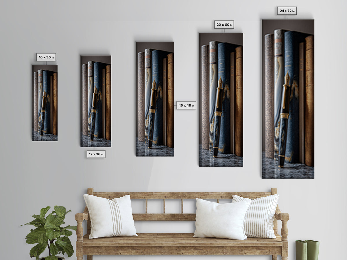 Dignified Law Books and Fountain Pen Still Canvas Print, Law Office Art, Law, Office Decor, Fine Art, Counsel, Modern Decor, LOA-1x3-14