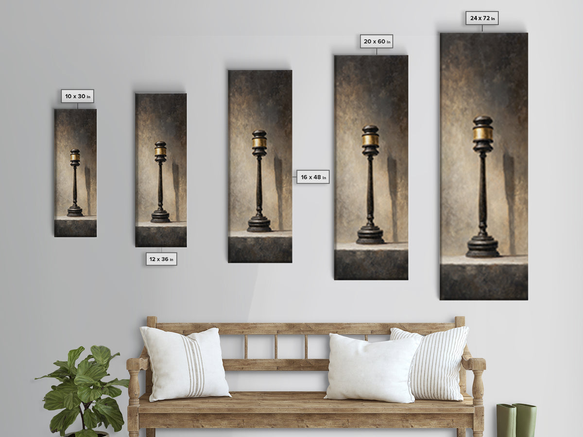 Classic Gavel Still Life Canvas Print, Law Office Art, Textured Painting, Office Decor, Fine Art, Counsel, Office Wall Art, LOA-1x3-25