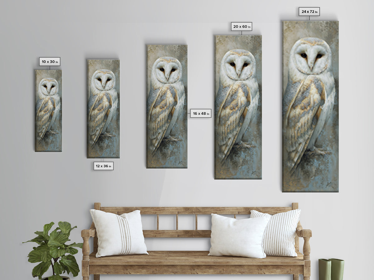 Owl Portrait Representing Wisdom Framed Canvas Print, Law Office Art, Teen Girl Room Decor, Office Decor, Fine Art, Counsel, LOA-1x3-29