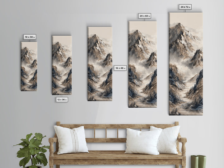 Ink Wash Mountain Symbolizing Stability Canvas Print, Law Office Art, Neutral Decor, Office Decor, Fine Art, Counsel, LOA-1x3-32