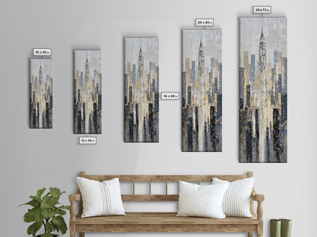 Quiet City Skyline Canvas Print, Law Office Art, Boho Decor, Office Decor, Abstract Art, Counsel, Digital Prints, Printable, LOA-1x3-48