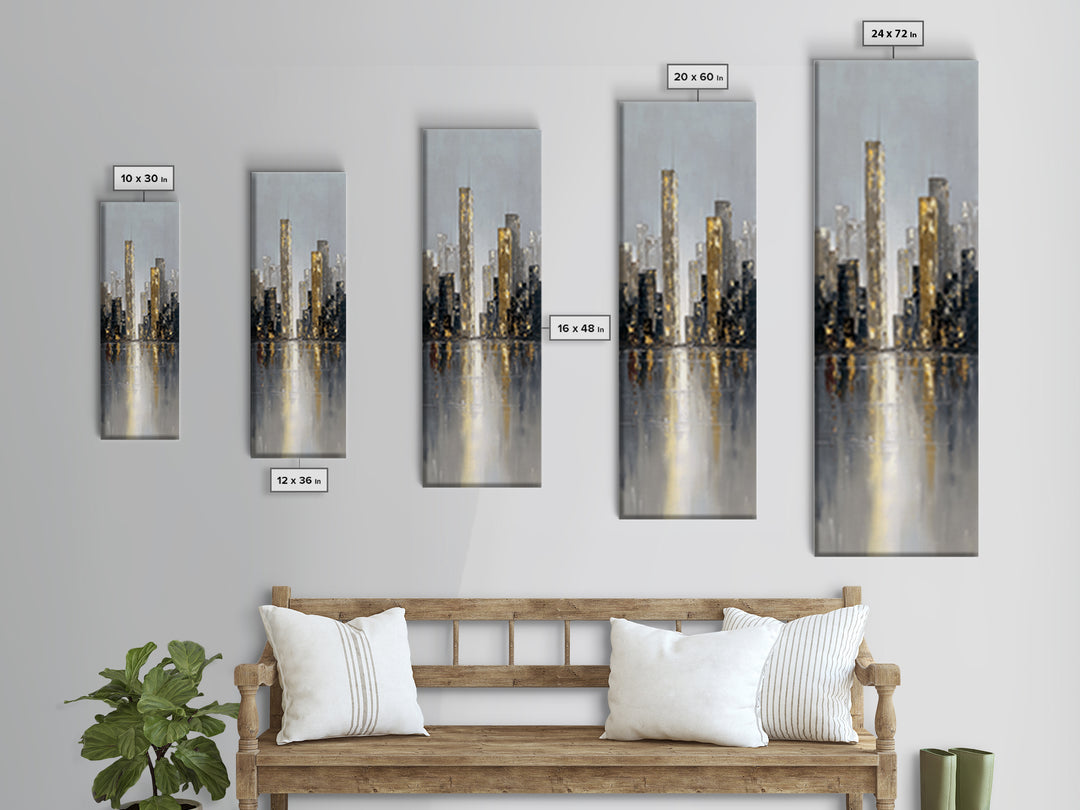 Quiet City Skyline Canvas Print, Law Office Art, Decor, Office Decor, Abstract Art, Counsel, Bookish Wall Art, LOA-1x3-72