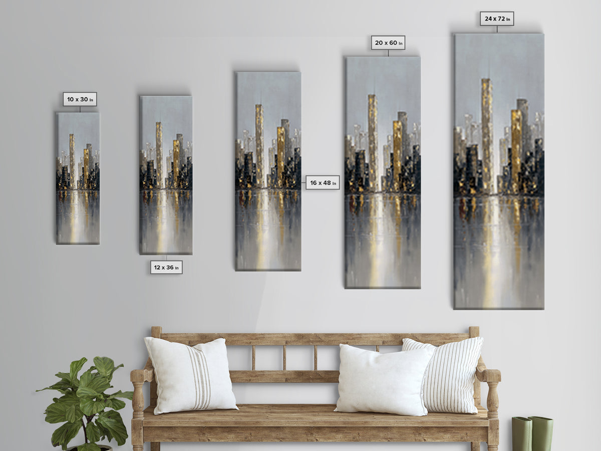 Quiet City Skyline Canvas Print, Law Office Art, Decor, Office Decor, Abstract Art, Counsel, Bookish Wall Art, LOA-1x3-72