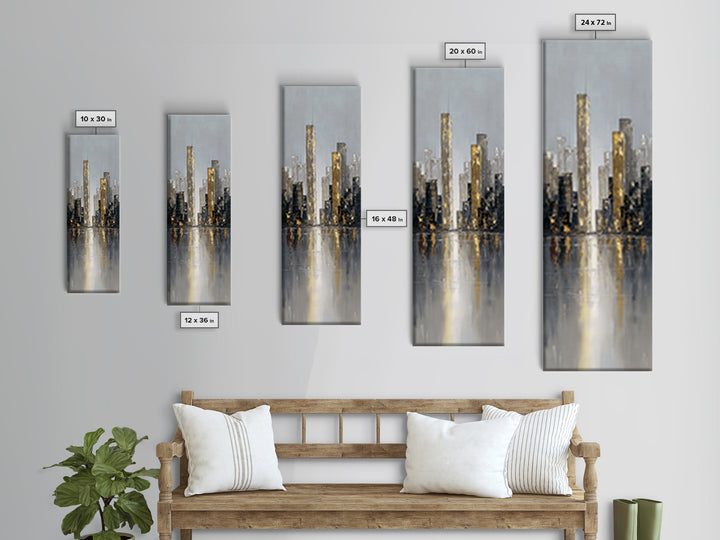 Quiet City Skyline Canvas Print, Law Office Art, Decor, Office Decor, Abstract Art, Counsel, Bookish Wall Art, LOA-1x3-72