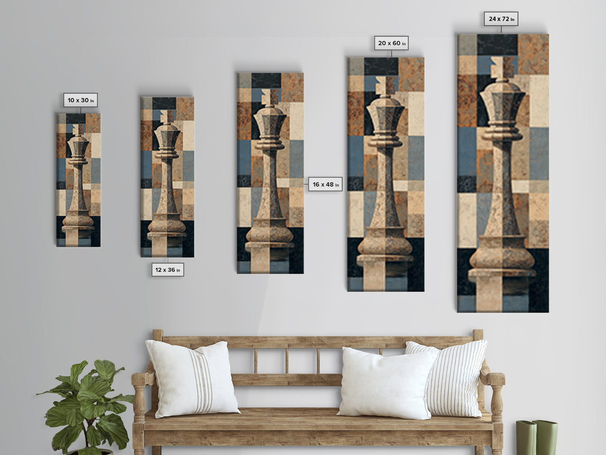 Single Chess King Canvas Print, Law Office Art, Teen Girl Room Decor, Office Decor, Oil Painting, Counsel, Luxury Decor, LOA-1x3-82