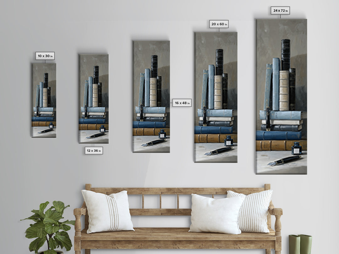 Dignified Law Books and Fountain Pen Still Canvas Print, Law Office Art, Neutral Decor, Office Decor, Fine Art, Counsel, LOA-1x3-86