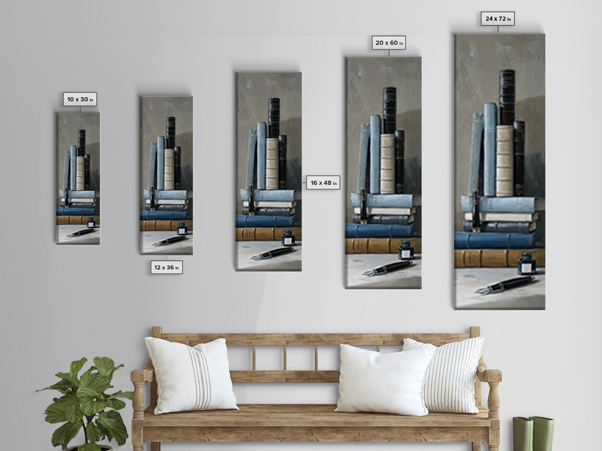 Dignified Law Books and Fountain Pen Still Canvas Print, Law Office Art, Neutral Decor, Office Decor, Fine Art, Counsel, LOA-1x3-86