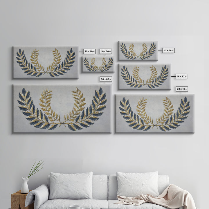 Roman Laurel Wreath Framed Canvas Print, Law Office Art, Lawyer, Office Decor, Fine Art, Counsel, Neutral Decor, Modern Decor, LOA-2x1-100