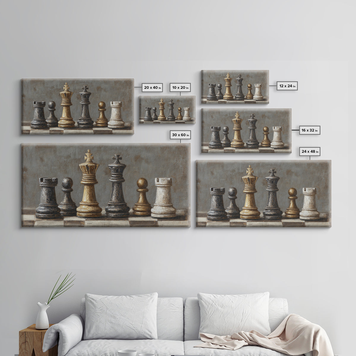 Single Chess King Framed Canvas Print, Law Office Art, Home Decor, Office Decor, Fine Art, Counsel, Minimalist Decor, LOA-2x1-18