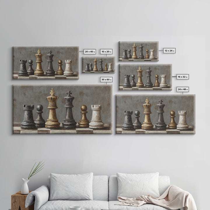 Single Chess King Framed Canvas Print, Law Office Art, Home Decor, Office Decor, Fine Art, Counsel, Minimalist Decor, LOA-2x1-18