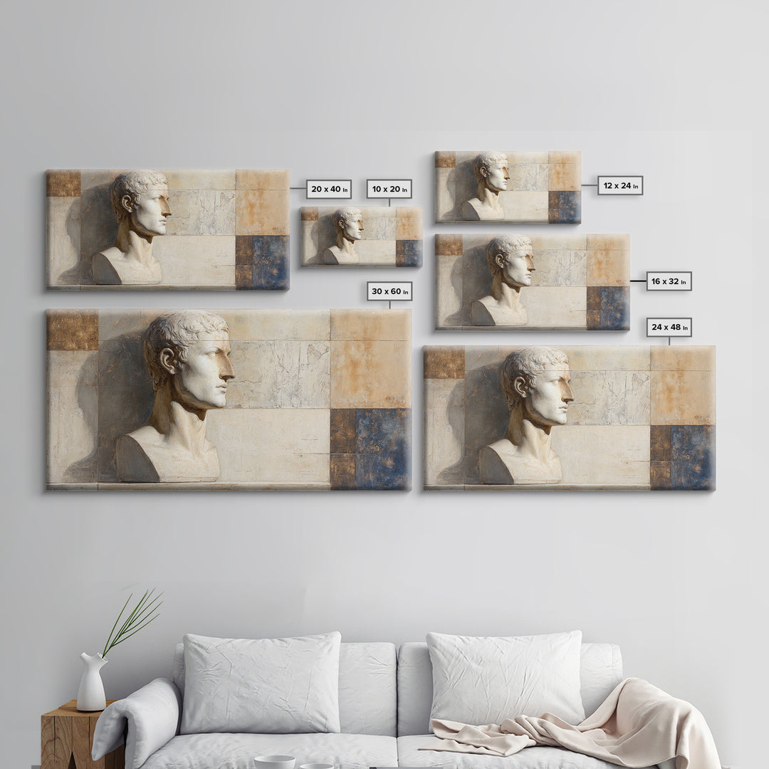 Classical Statue Bust Framed Canvas Print, Law Office Art, Fine Art Print, Office Decor, Fine Art, Counsel, Painting, LOA-2x1-20